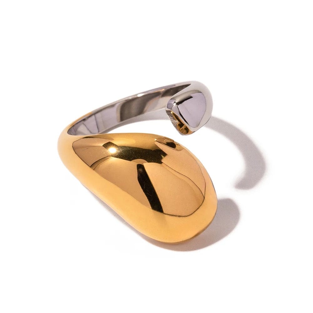 Nadine : Bague unique bicolore, dorée et argentée