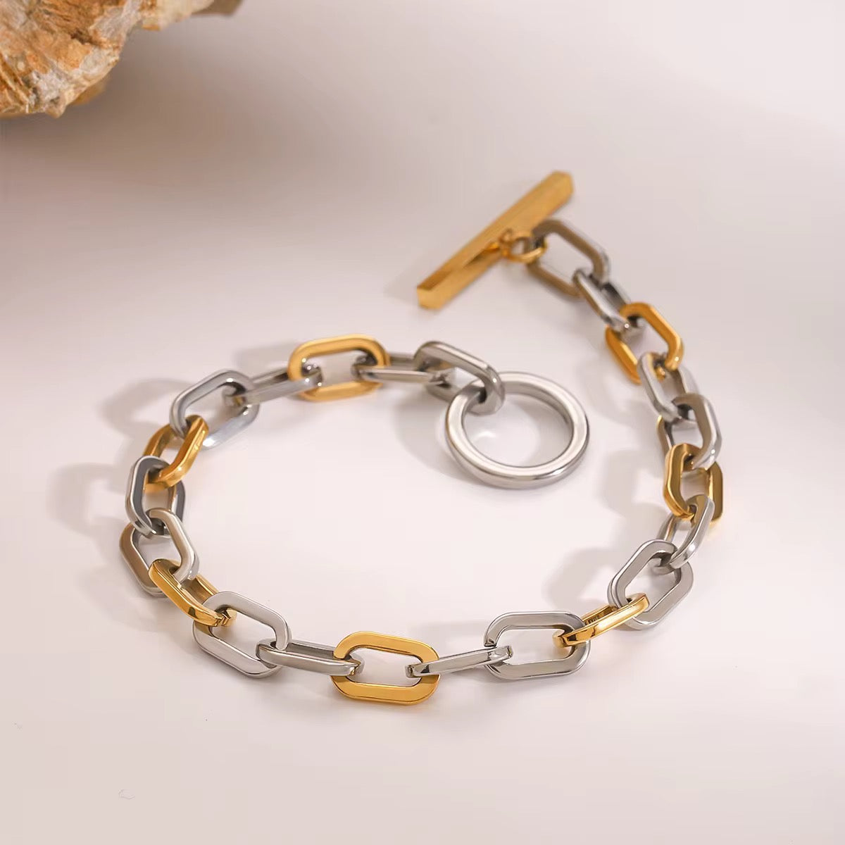Maeva : Bracelet Maille Dorée & Argentée
