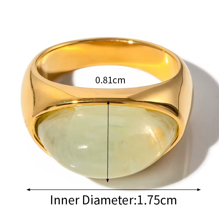 Bague Pierre Verte – Résine & Acier Inoxydable