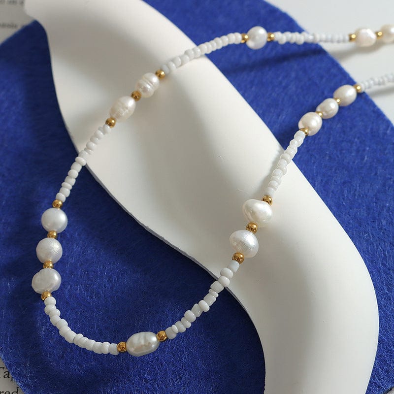 Angel : Collier ras du cou en perle d'eau douce naturelles L'or Didon