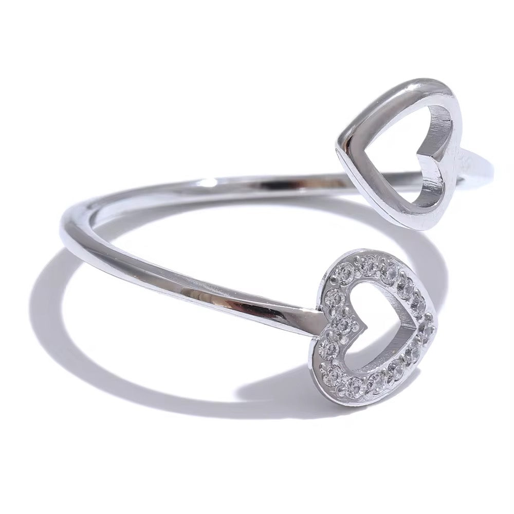 Bague deux cœurs croisés – acier inoxydable doré 18K