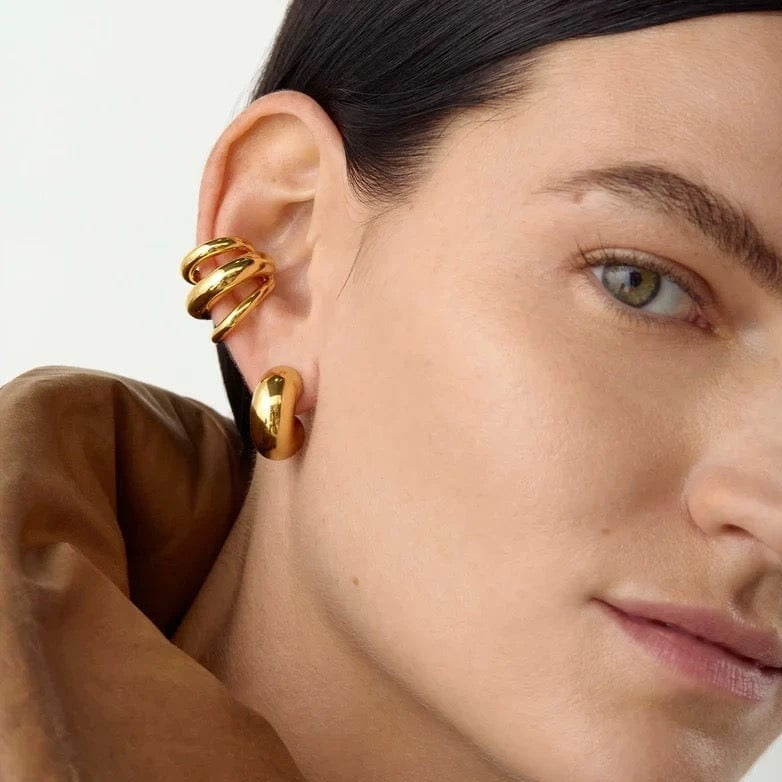 ear cuff doré à trois bandes watrproof