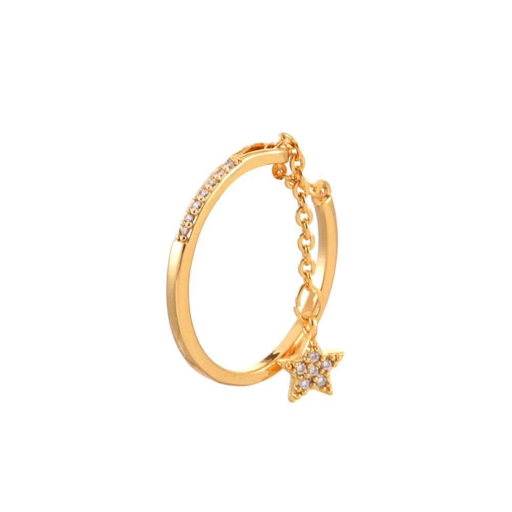 Bague étoile pendante – acier inoxydable doré 18K