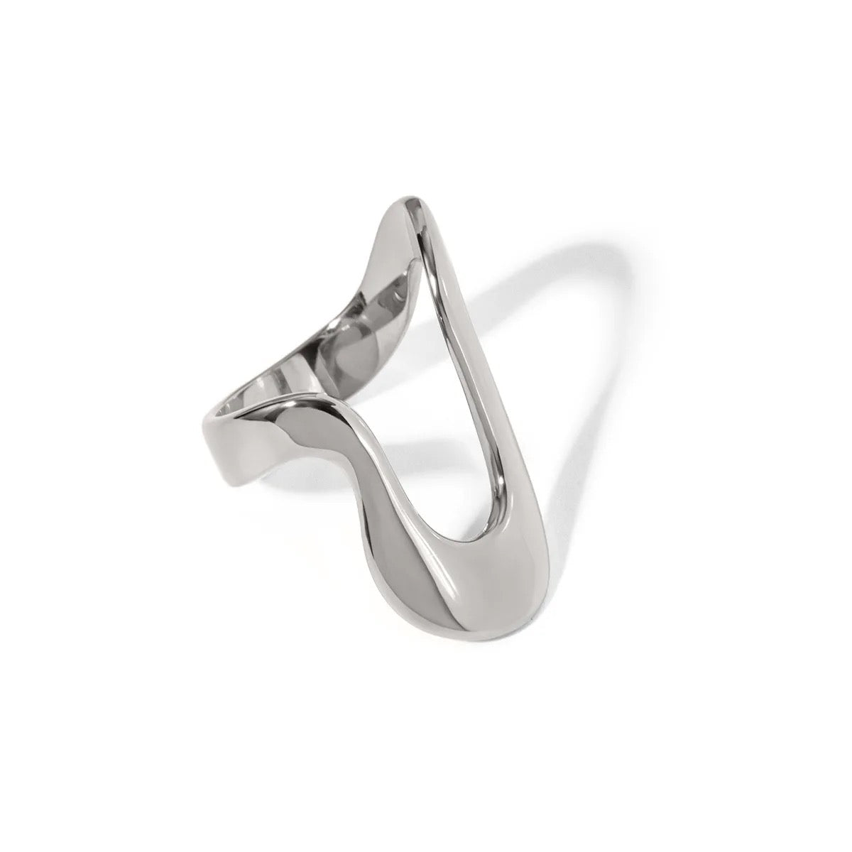 Bague Ovale Forme U – Argenté en acier Inoxydable