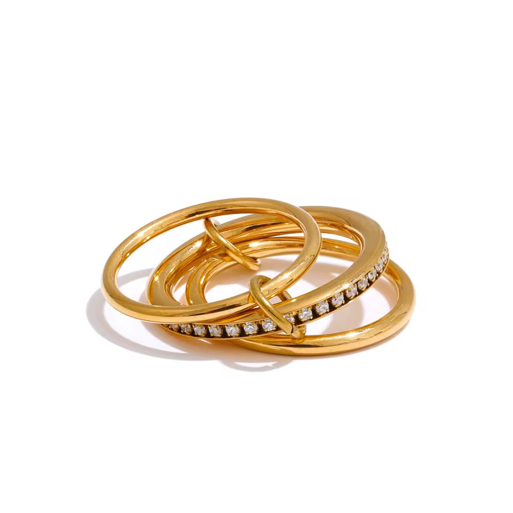Bague multi-anneaux unis – Acier inoxydable plaqué or
