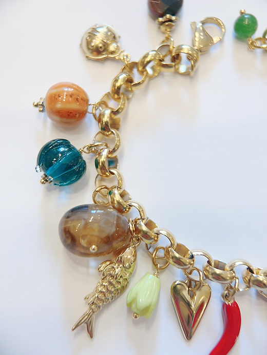 Bracelet doré à charms pierres naturelles – Acier inoxydable plaqué or 18k | Bijou coloré femme
