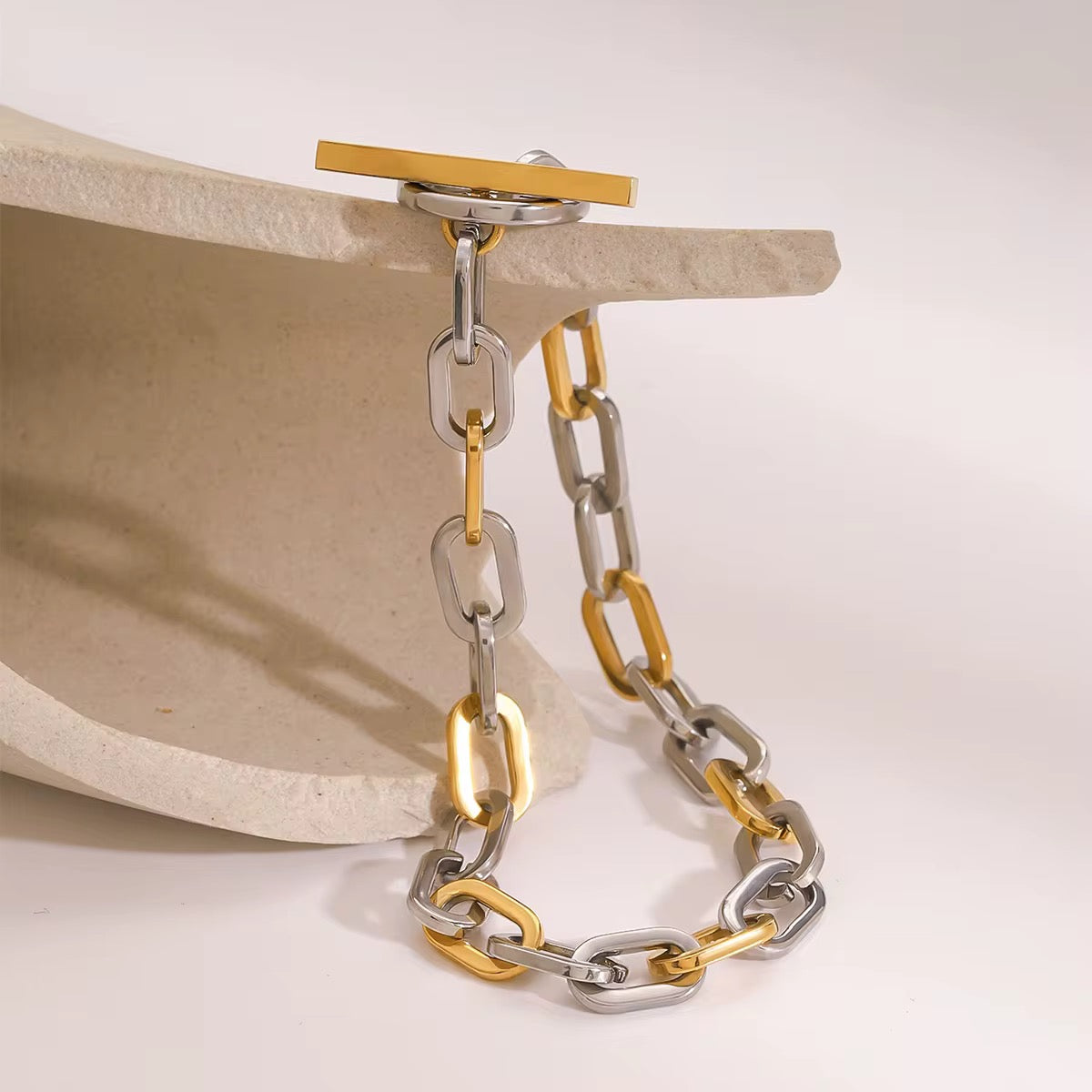 Maeva : Bracelet Maille Dorée & Argentée