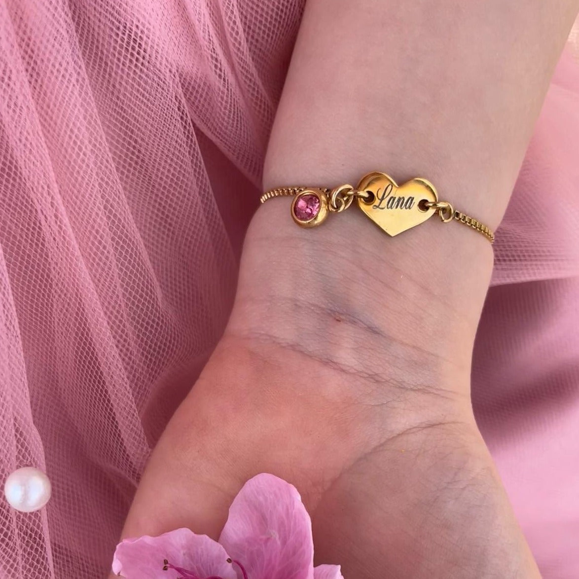 Carline : Bracelet personnalisable avec gravure et pierre de naissance