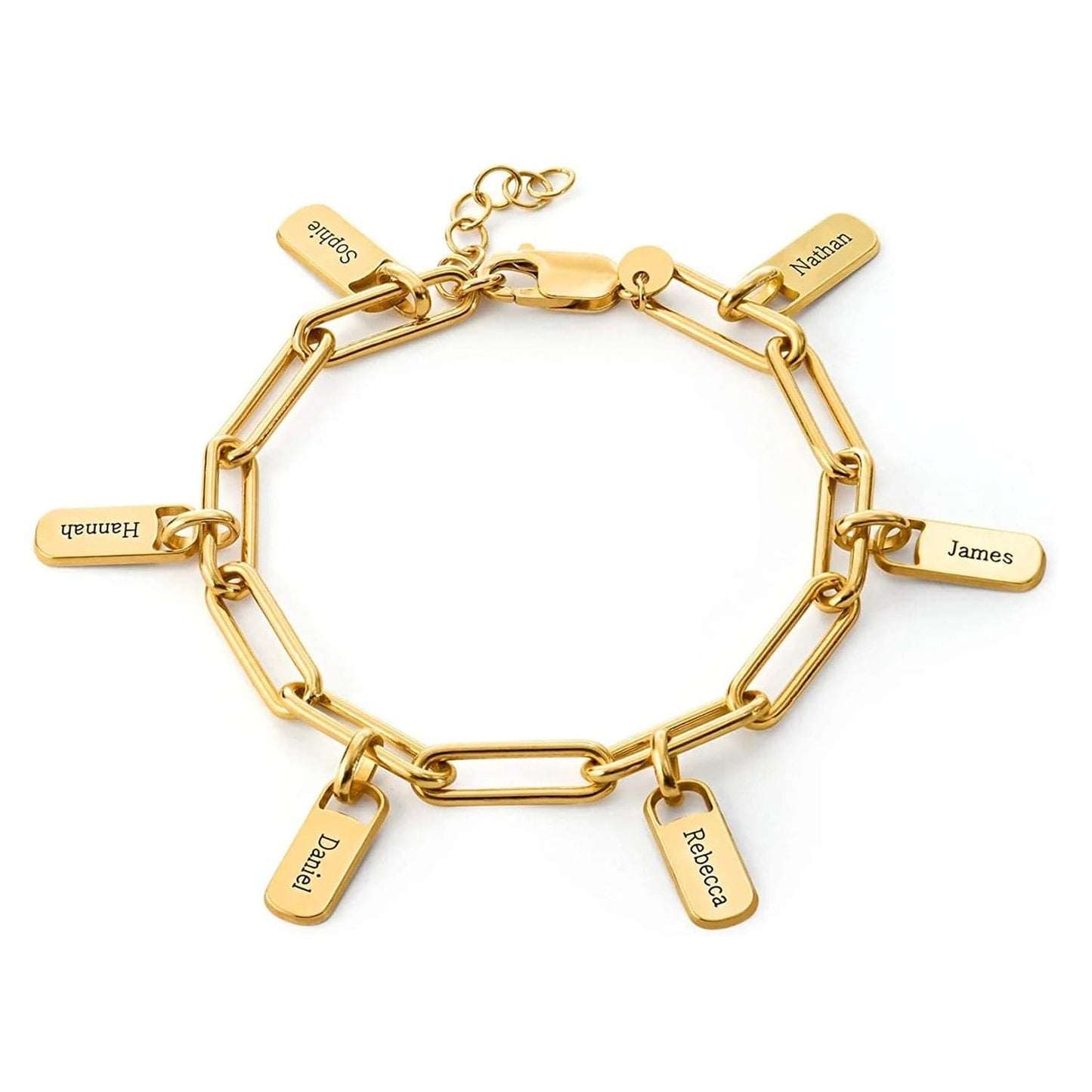 bracelet doré avec des medaillons personnalisés avec gravure bracelet avec chamrs gravés