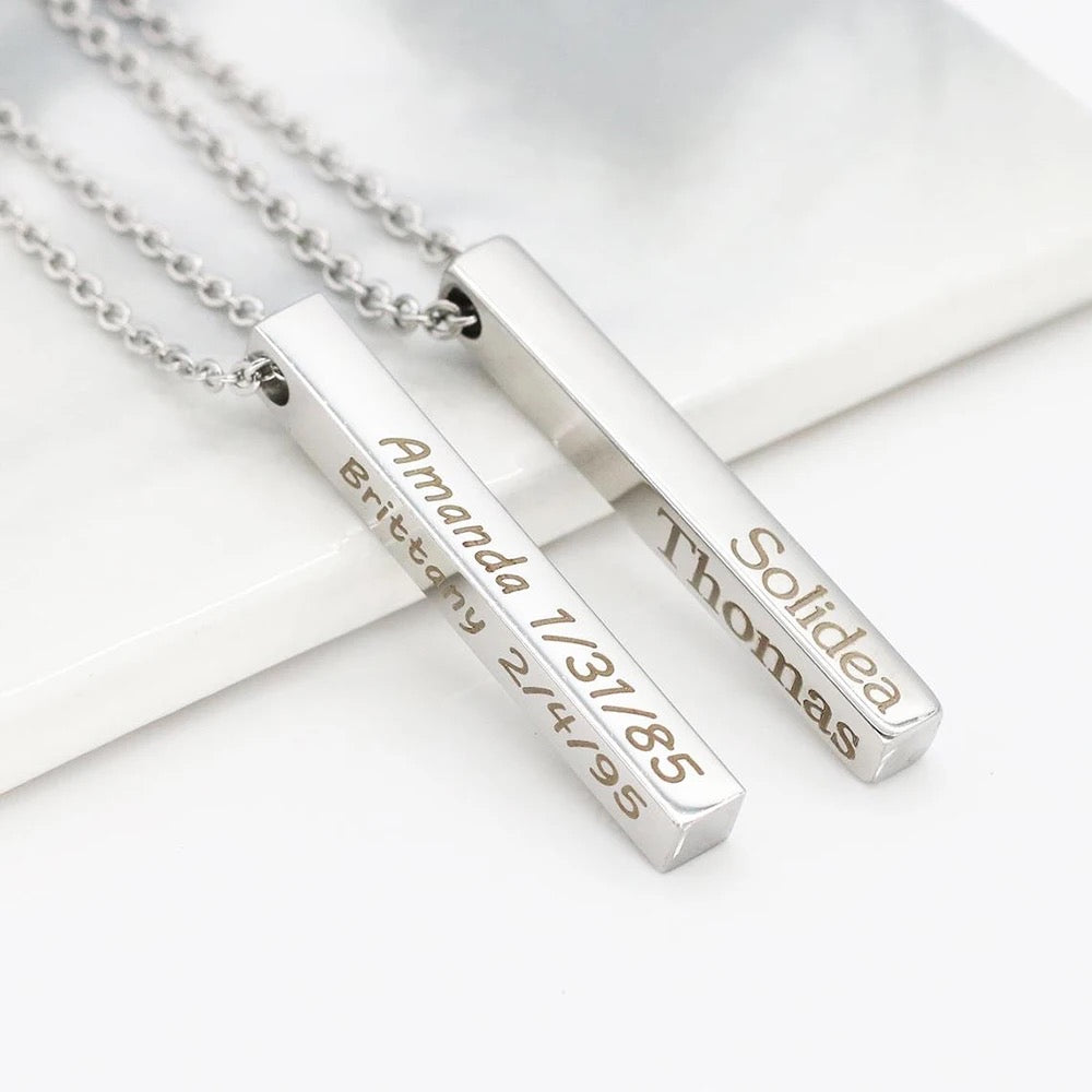 Collier 3D mixte, personnalisé avec gravure
