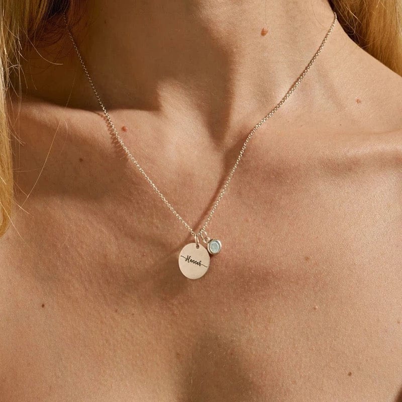 Collier personnalisé avec gravure et pierre de naissance : Enfant fille