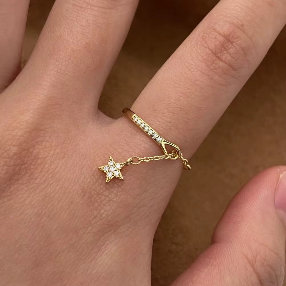Bague étoile pendante – acier inoxydable doré 18K