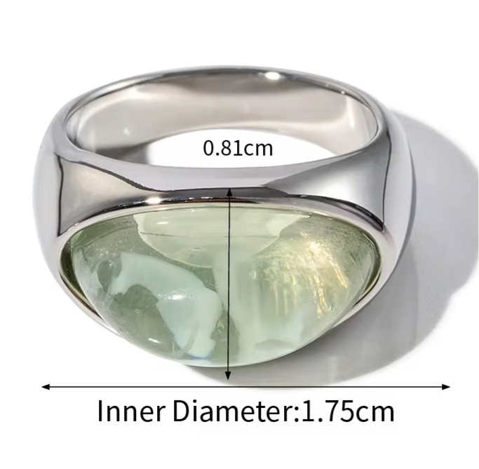 Bague Pierre Verte – Résine & Acier Inoxydable