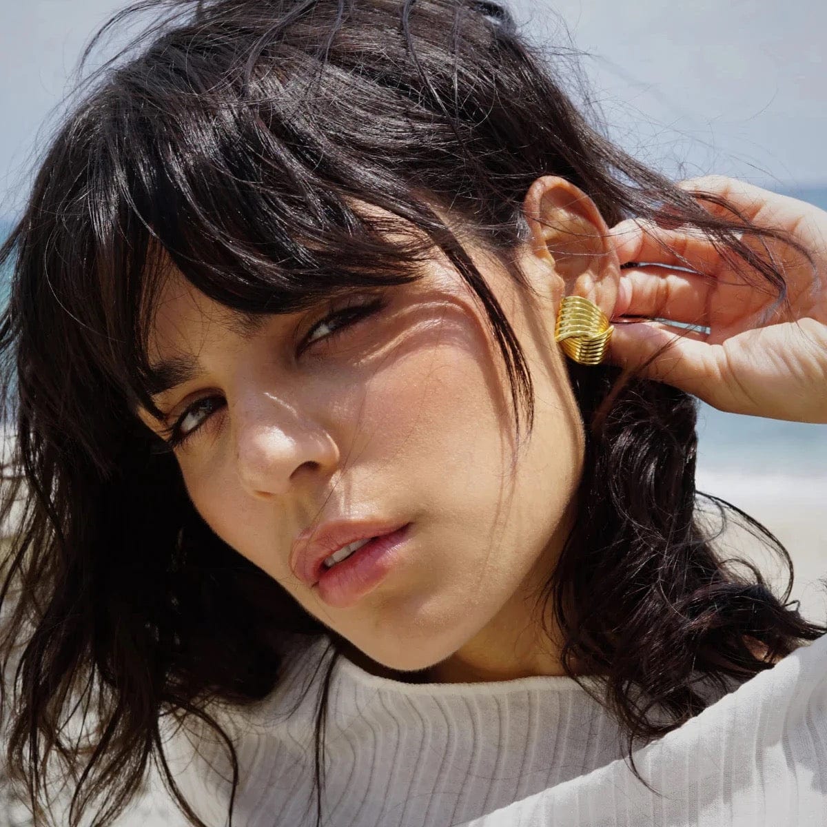 Ness : Boucles boutons style vintage L'or Didon