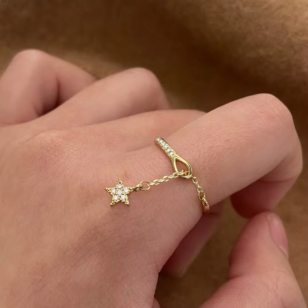 Bague étoile pendante – acier inoxydable doré 18K