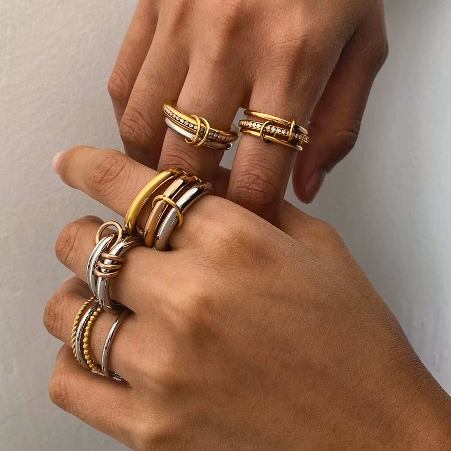 Bague multi-anneaux unis – Acier inoxydable plaqué or