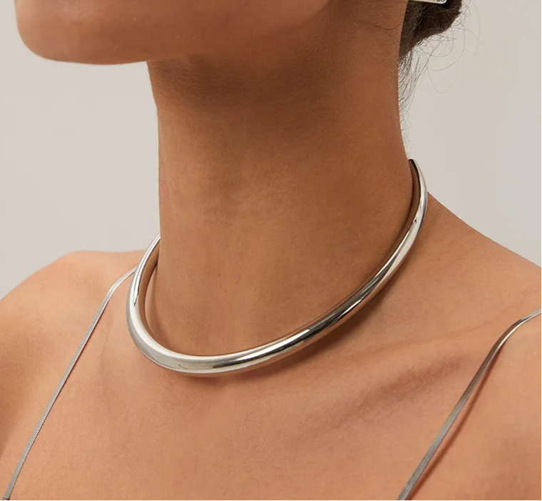 Choker Ras de Cou – Tour de Cou en Acier Inoxydable Doré ou Argenté : Dalia