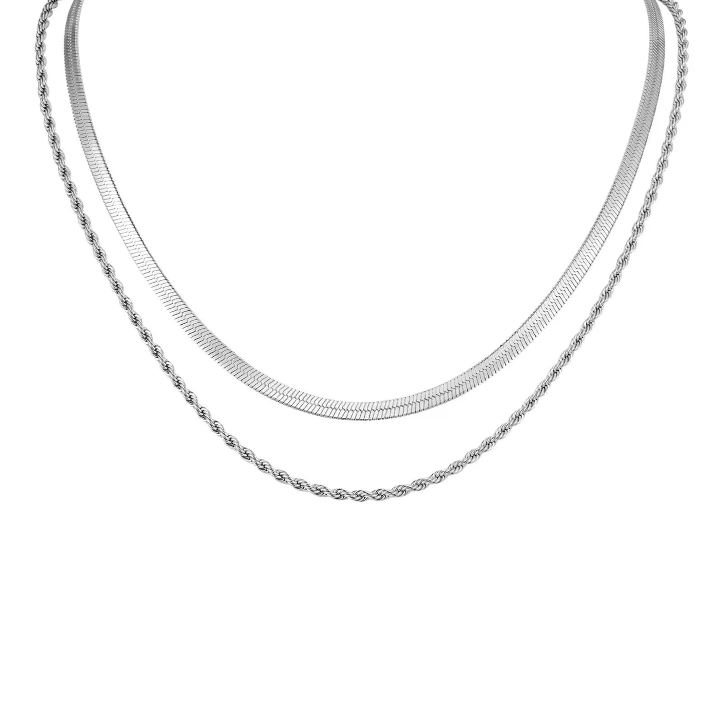 Together : Collier double chaine serpent et corde L'or Didon