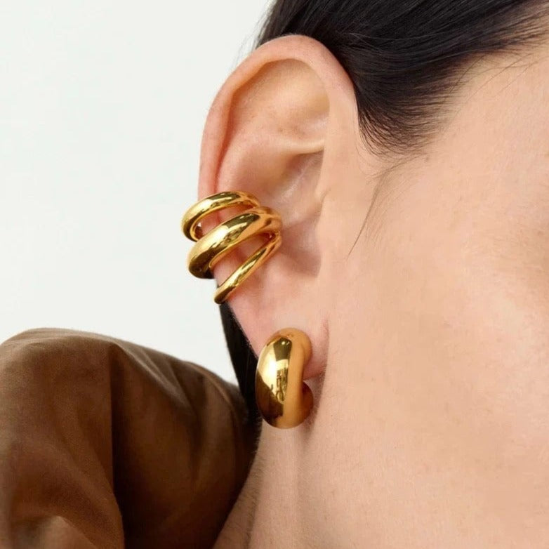 ear cuff doré à trois bandes watrproof
