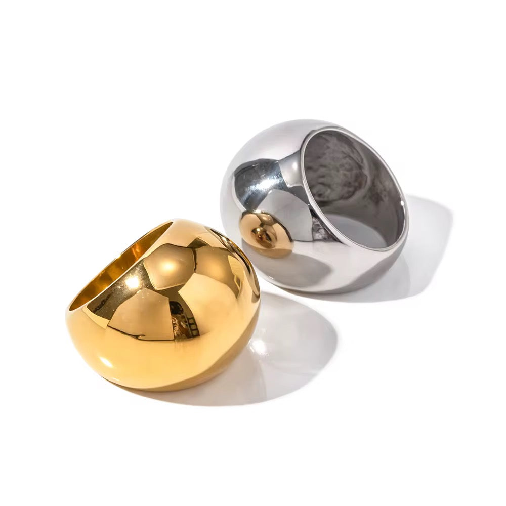 Bague dôme minimaliste – acier inoxydable doré ou argenté