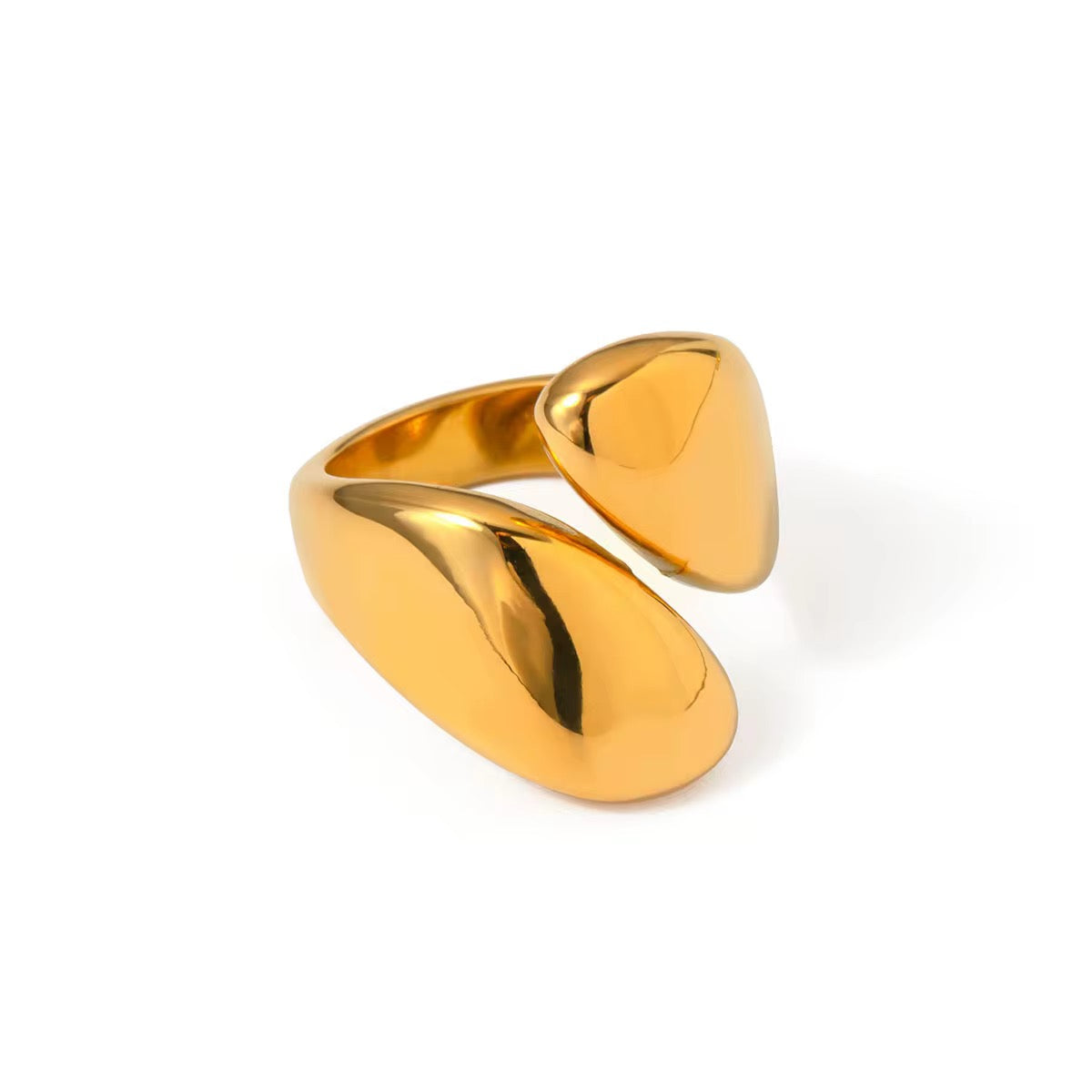Bague ajustable en acier inoxydable trempée à l’or 18 carats : Clara