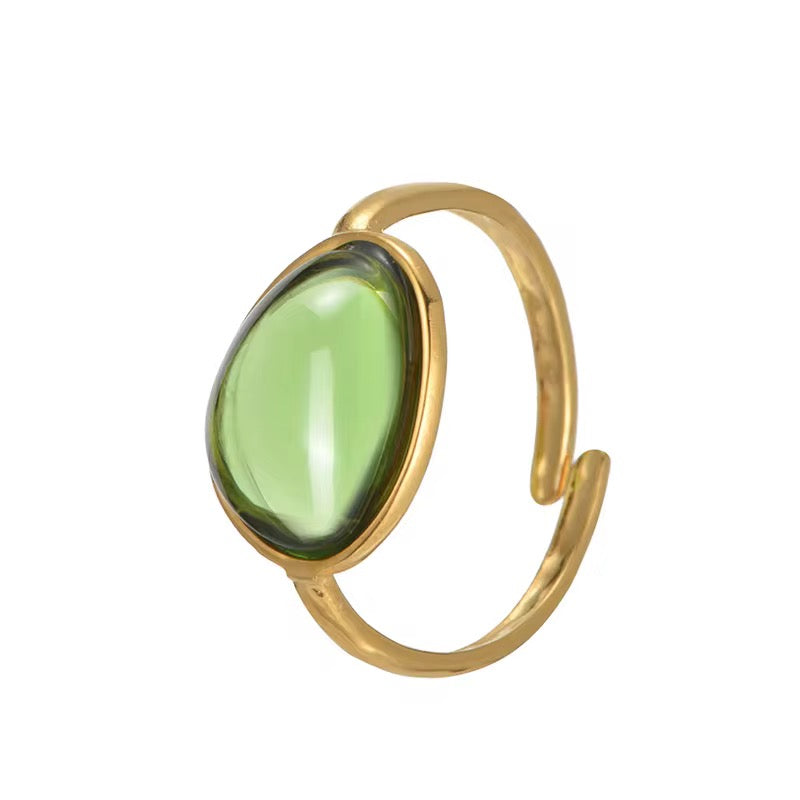 Bague en résine verte et acier inoxydable