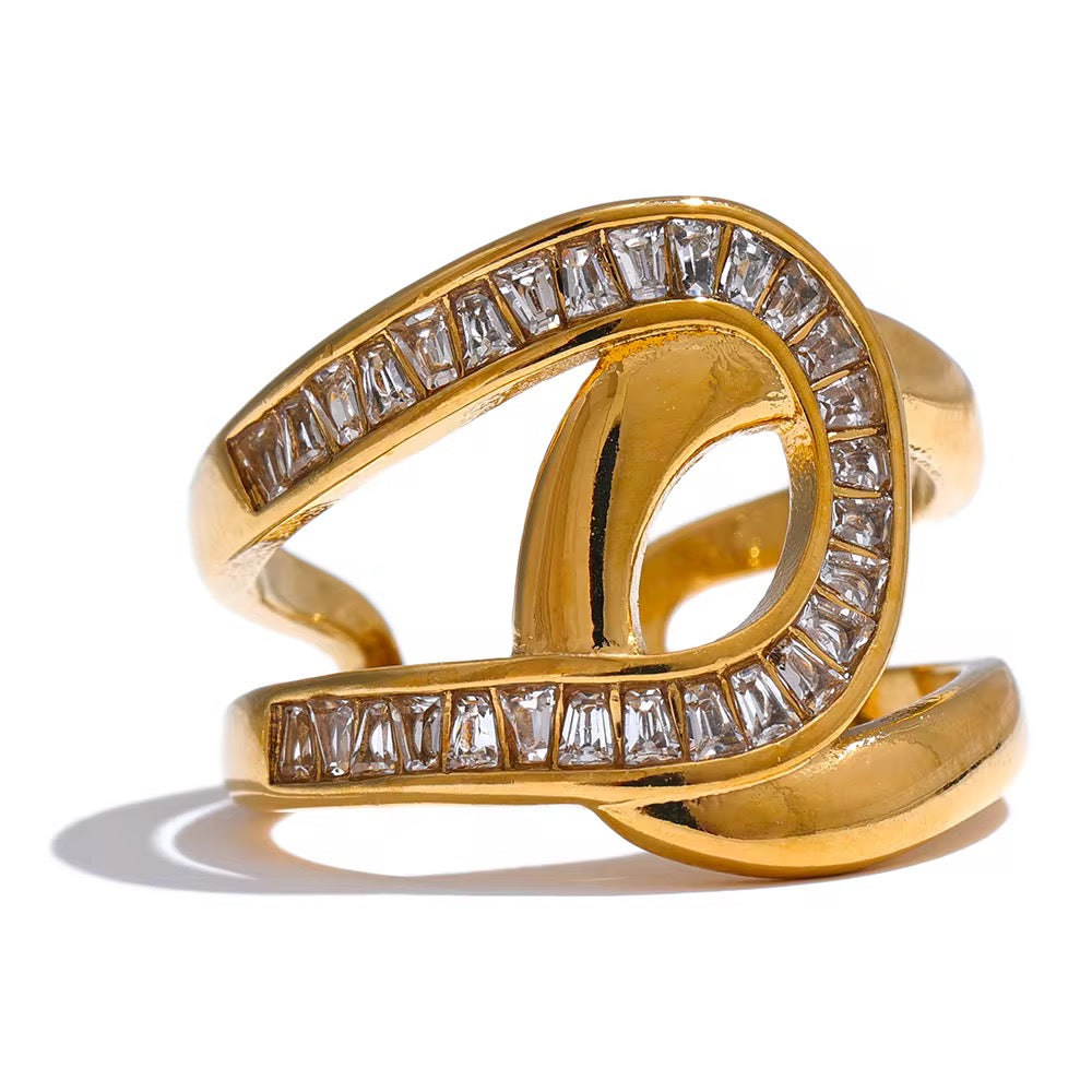 Bague entrelacée zircon – doré ou argenté : Paula