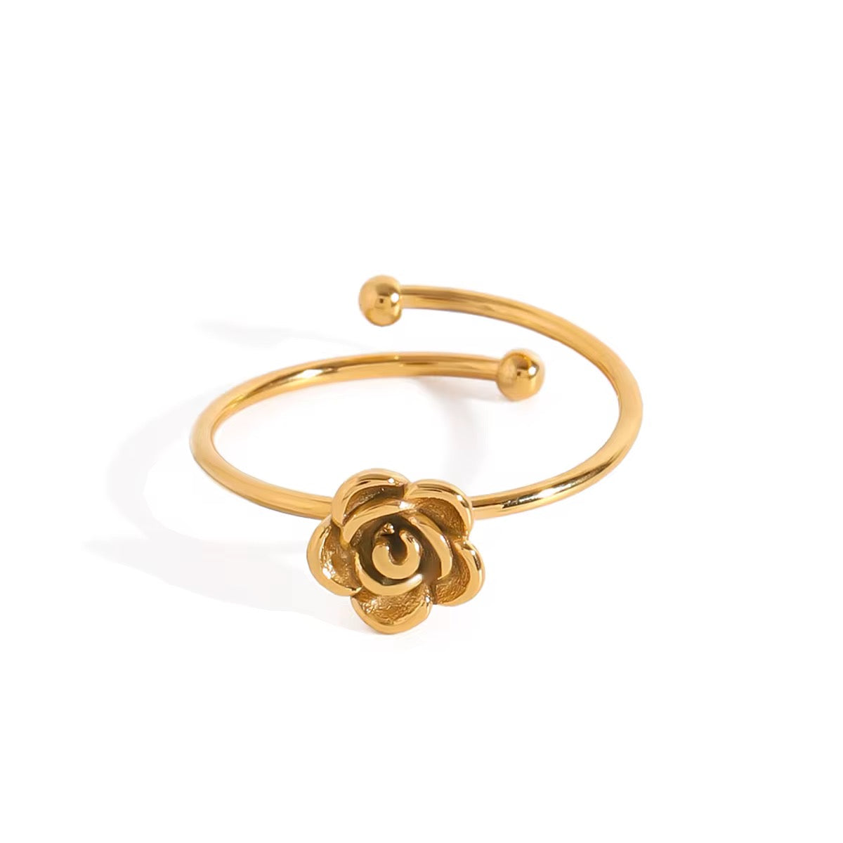 Bague fine dorée design fleur ajustable « Rosalia »
