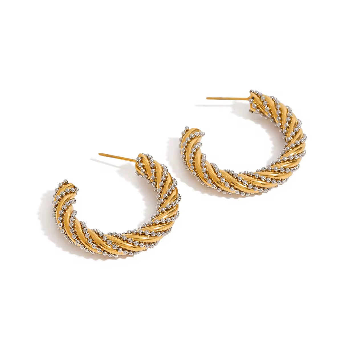 Boucles d'Oreilles « Twist » – Créoles Torsadées Dorées Argentées