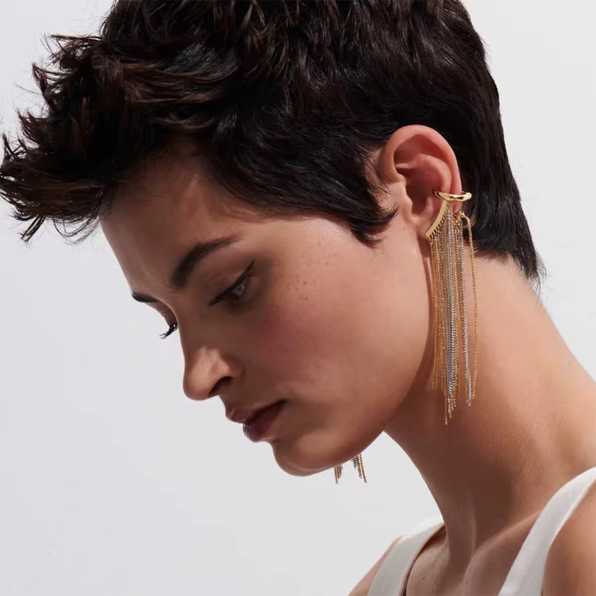 Boucles d’oreille ear-cuff chaînette : Faux piercing-Laura