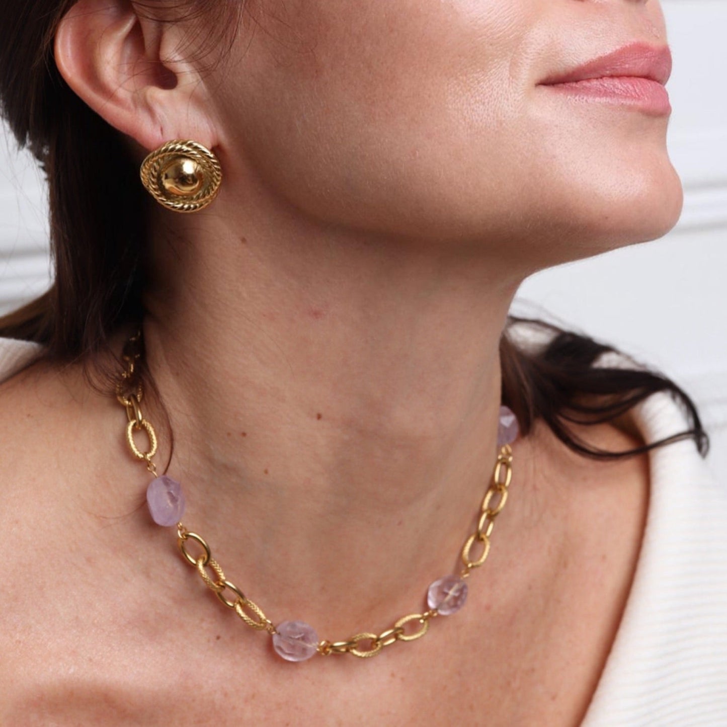 Katarina: Collier ras du cou avec 4 pierres naturelles L'or Didon