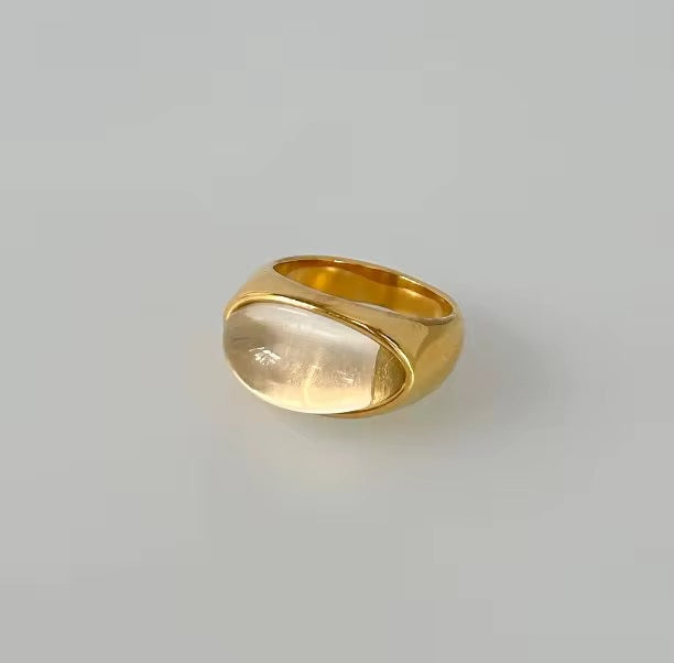Bague Pierre Verte – Résine & Acier Inoxydable L'or Didon