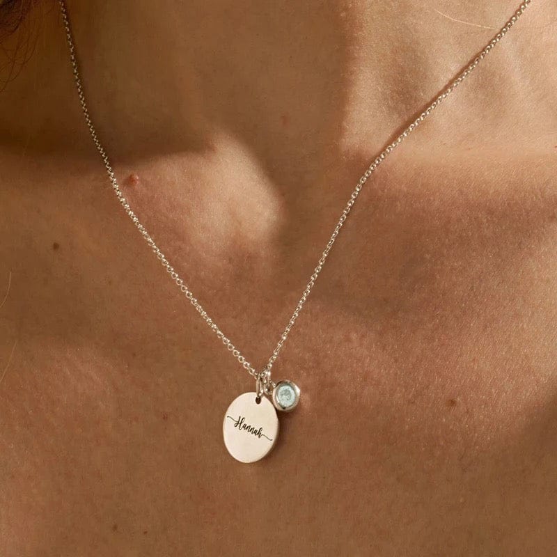Collier personnalisé avec gravure et pierre de naissance : Enfant fille