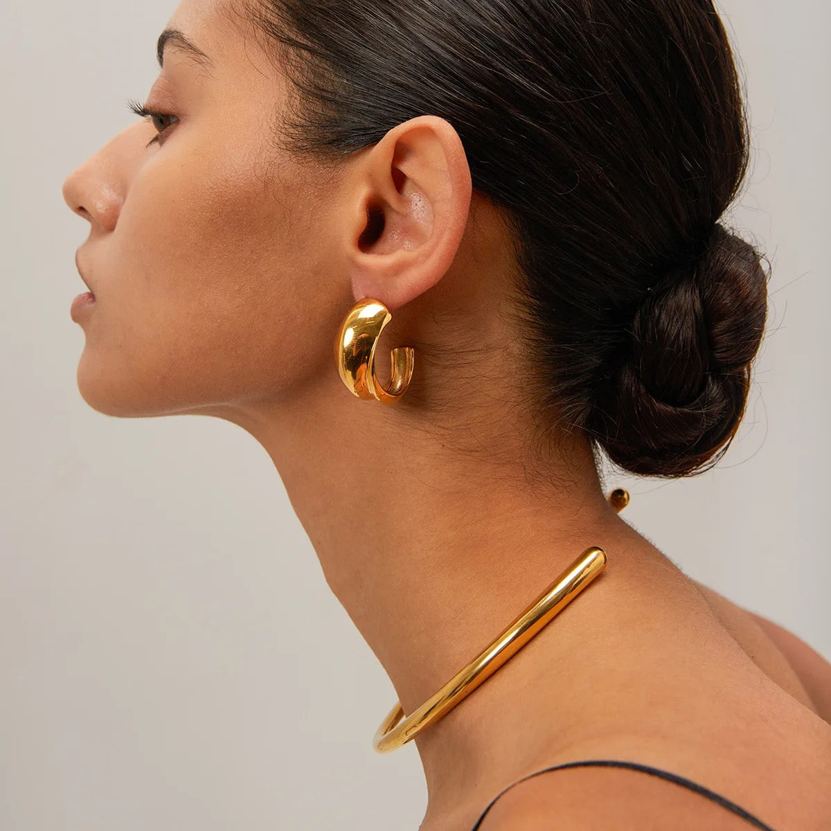 Choker Ras de Cou – Tour de Cou en Acier Inoxydable Doré ou Argenté : Dalia