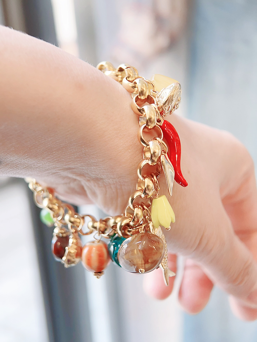 Bracelet doré à charms pierres naturelles – Acier inoxydable plaqué or 18k | Bijou coloré femme