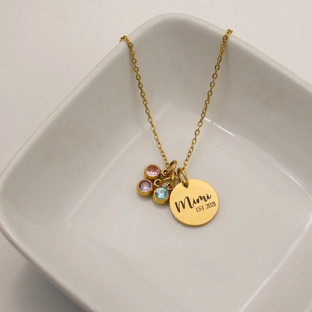 Lana : Collier personnalisé avec gravure et pierre de naissance : Enfant