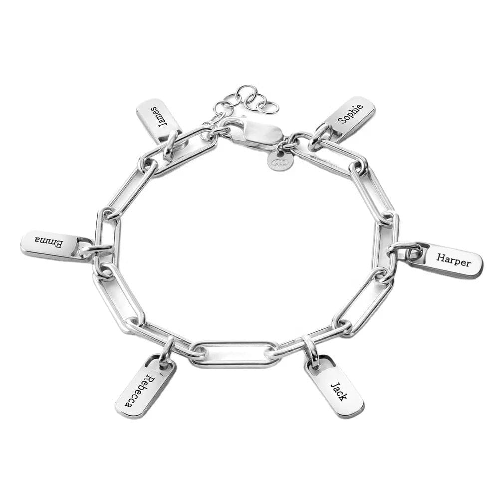 bracelet argent avec des medaillons personnalisés avec gravure bracelet avec chamrs gravés