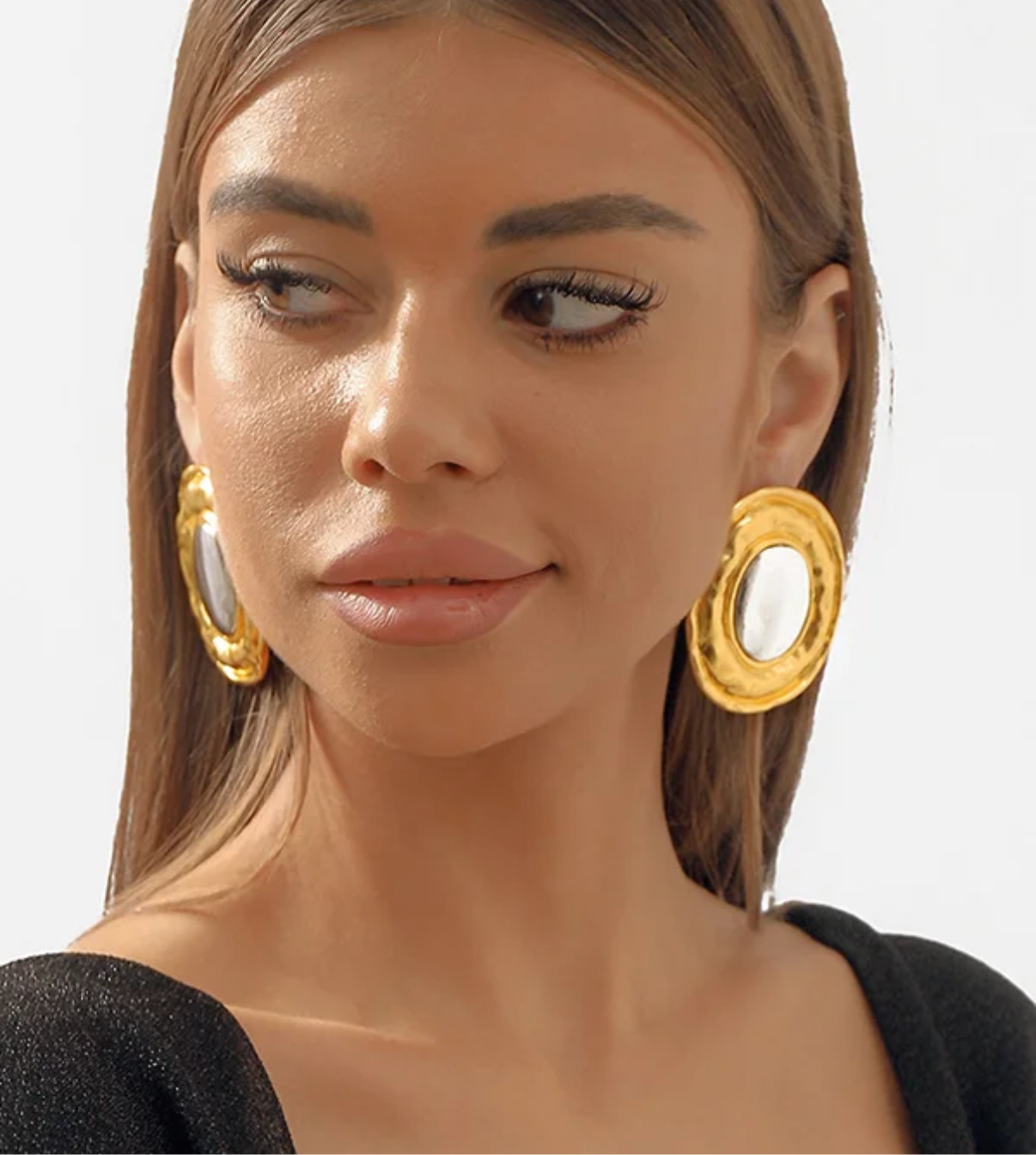 Boucles d’Oreilles grandes Ovales Bicolores – Doré et Argenté