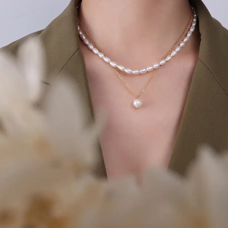 Lady D : collier choker en perles naturelles