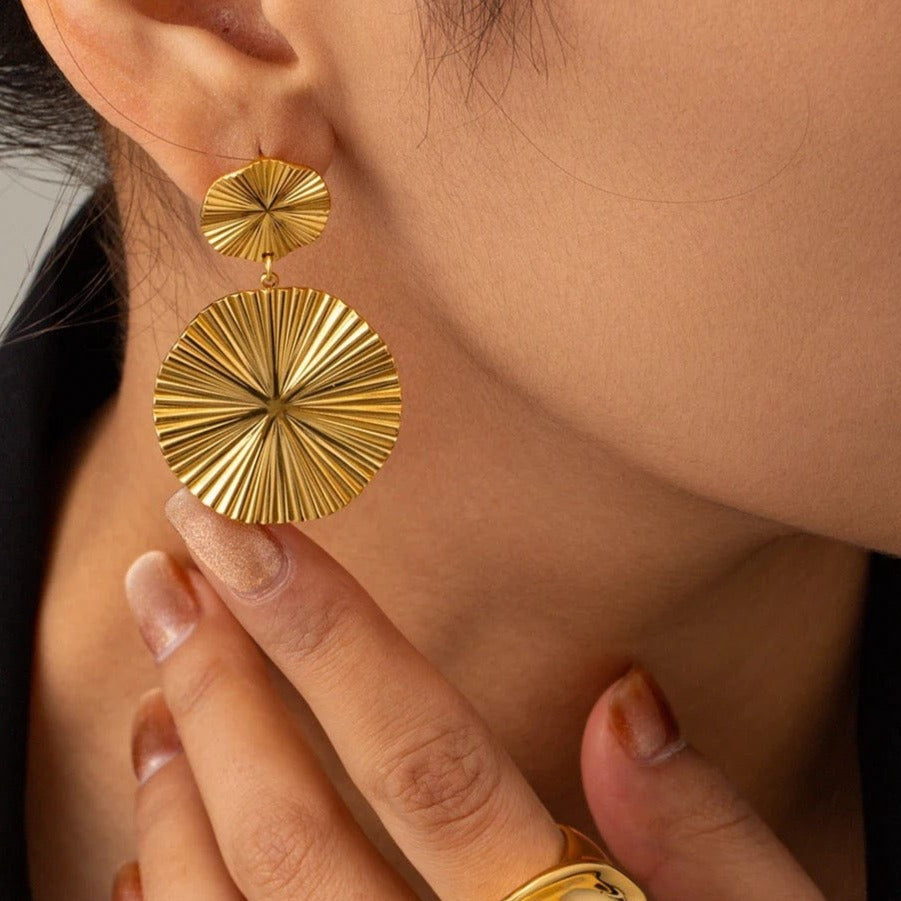 Boucles d’oreilles pendantes dorées en acier inoxydable