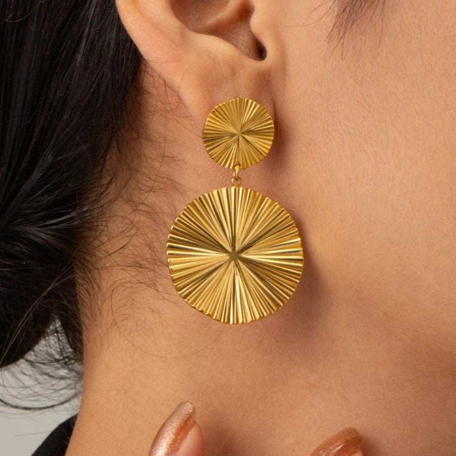 Boucles d’oreilles pendantes dorées en acier inoxydable
