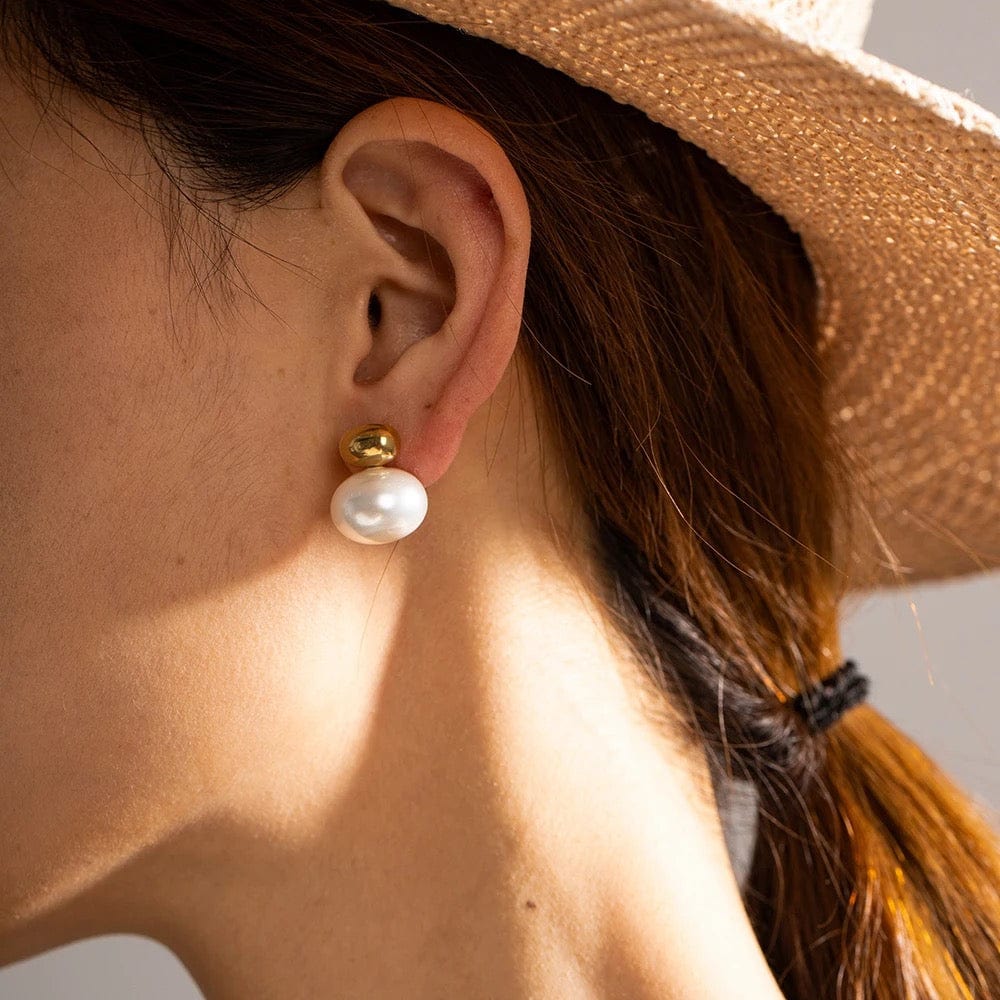 Manon : Boucles d'oreilles puces double perles
