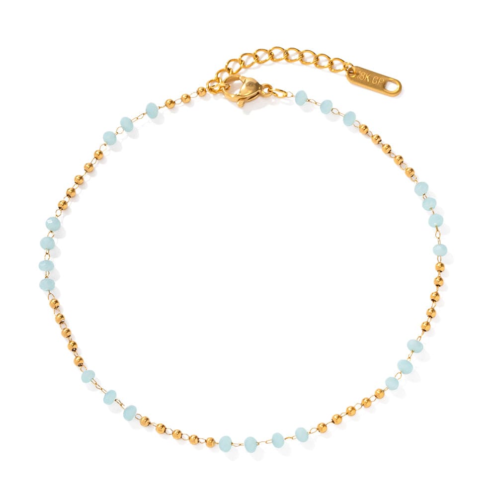 Bracelet de cheville fin avec cristaux en bleu : Étincelle