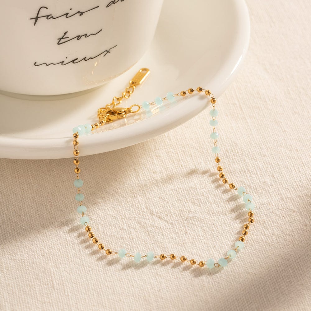 Bracelet de cheville fin avec cristaux en bleu : Étincelle