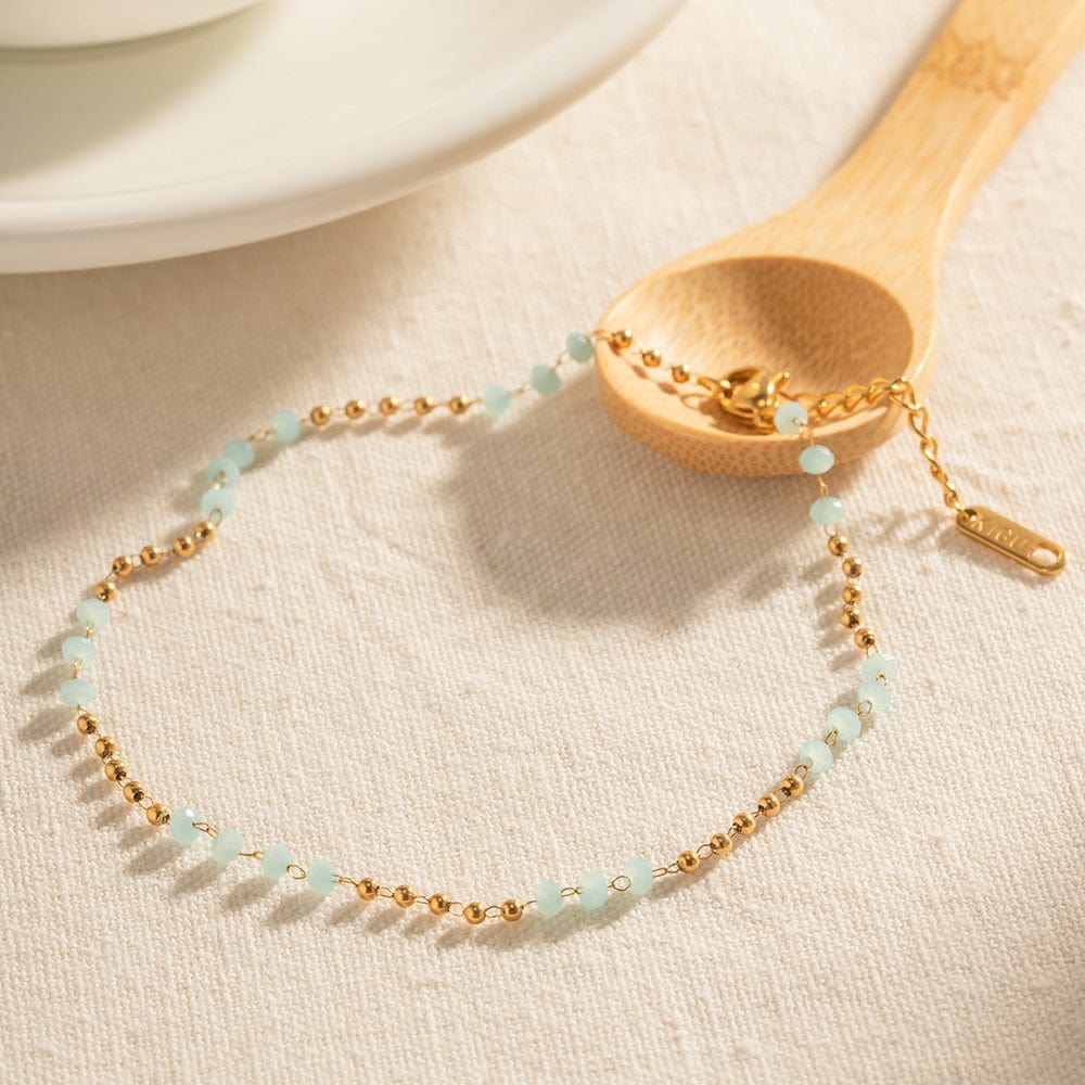 Bracelet de cheville fin avec cristaux en bleu : Étincelle