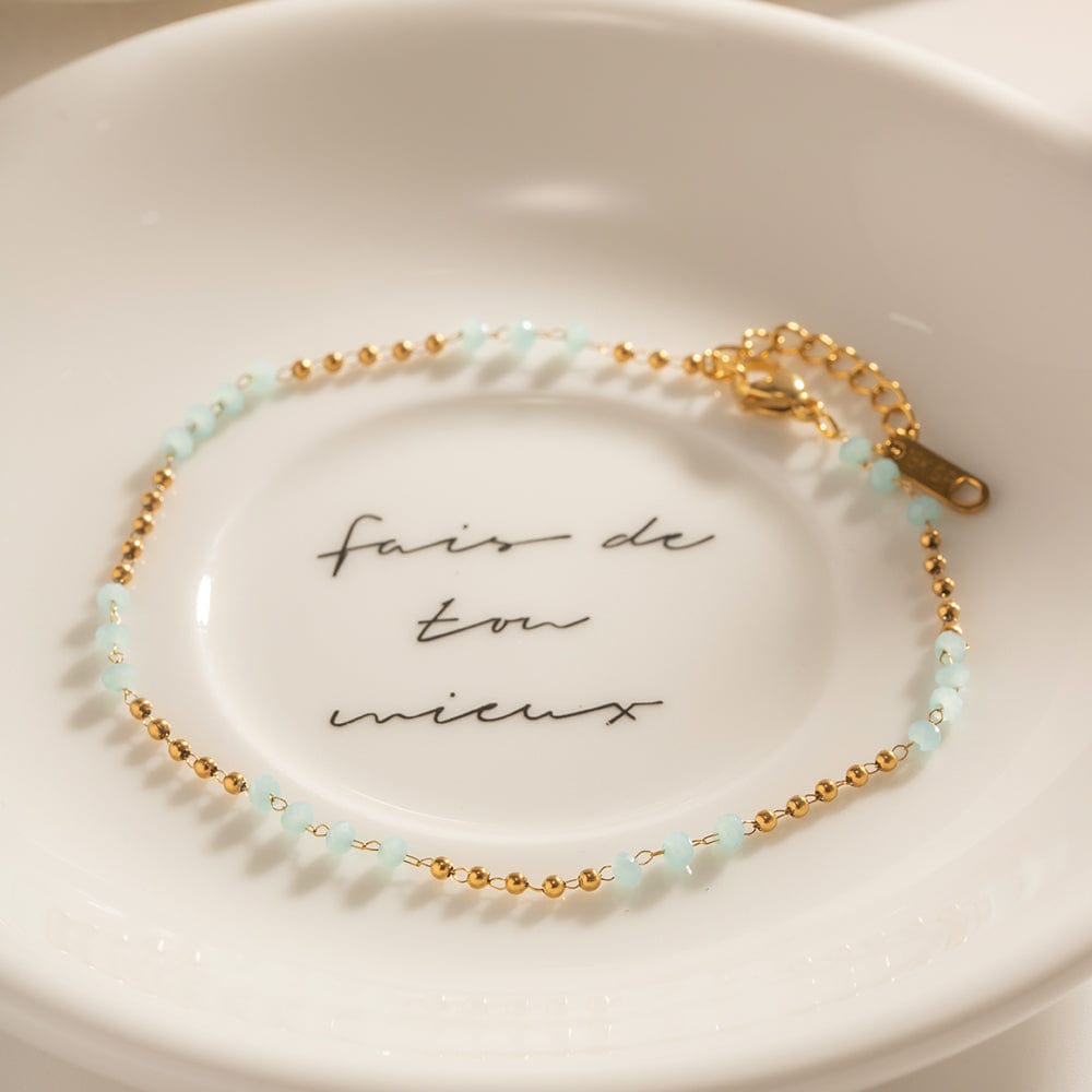 Bracelet de cheville fin avec cristaux en bleu : Étincelle L'or Didon