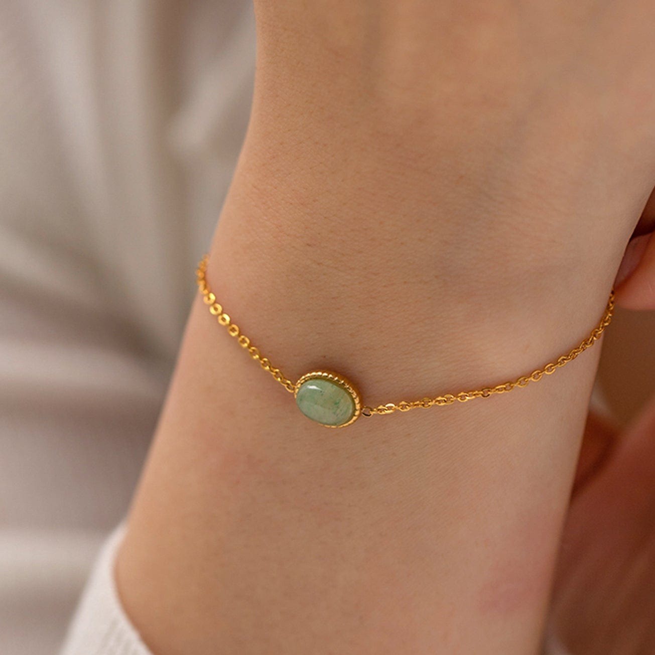 Spring : Bracelet fin en aventurine naturelle