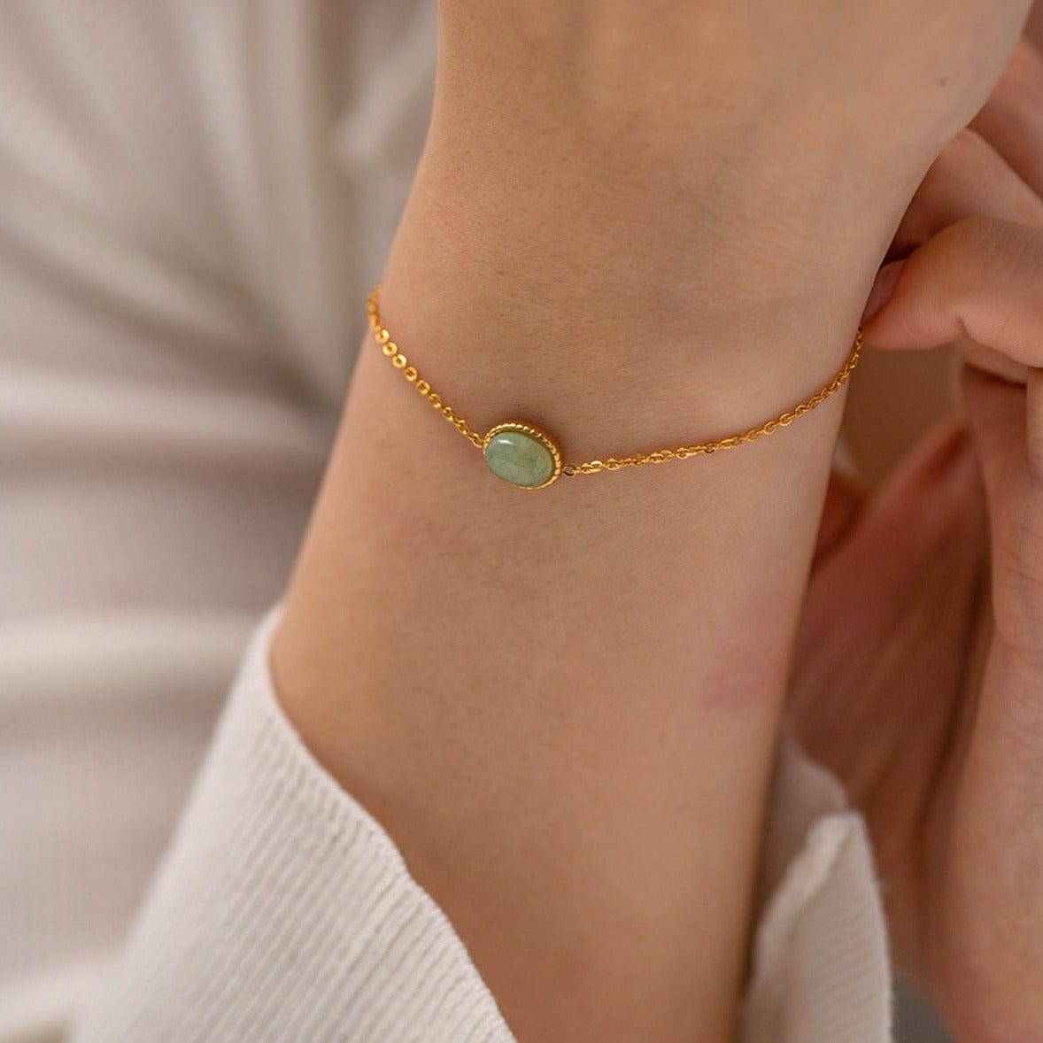 Spring : Bracelet fin en aventurine naturelle L'or Didon