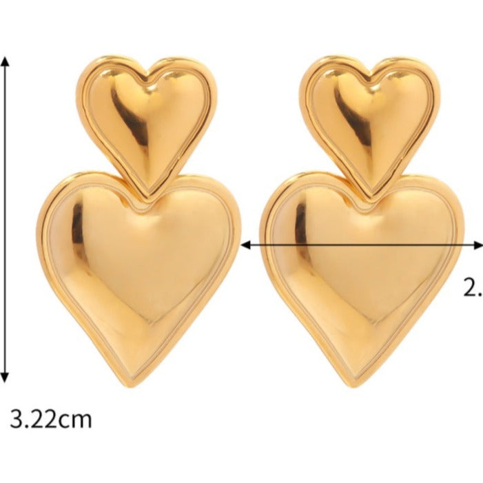 Hearts : boucles d'oreilles pendantes L'or Didon