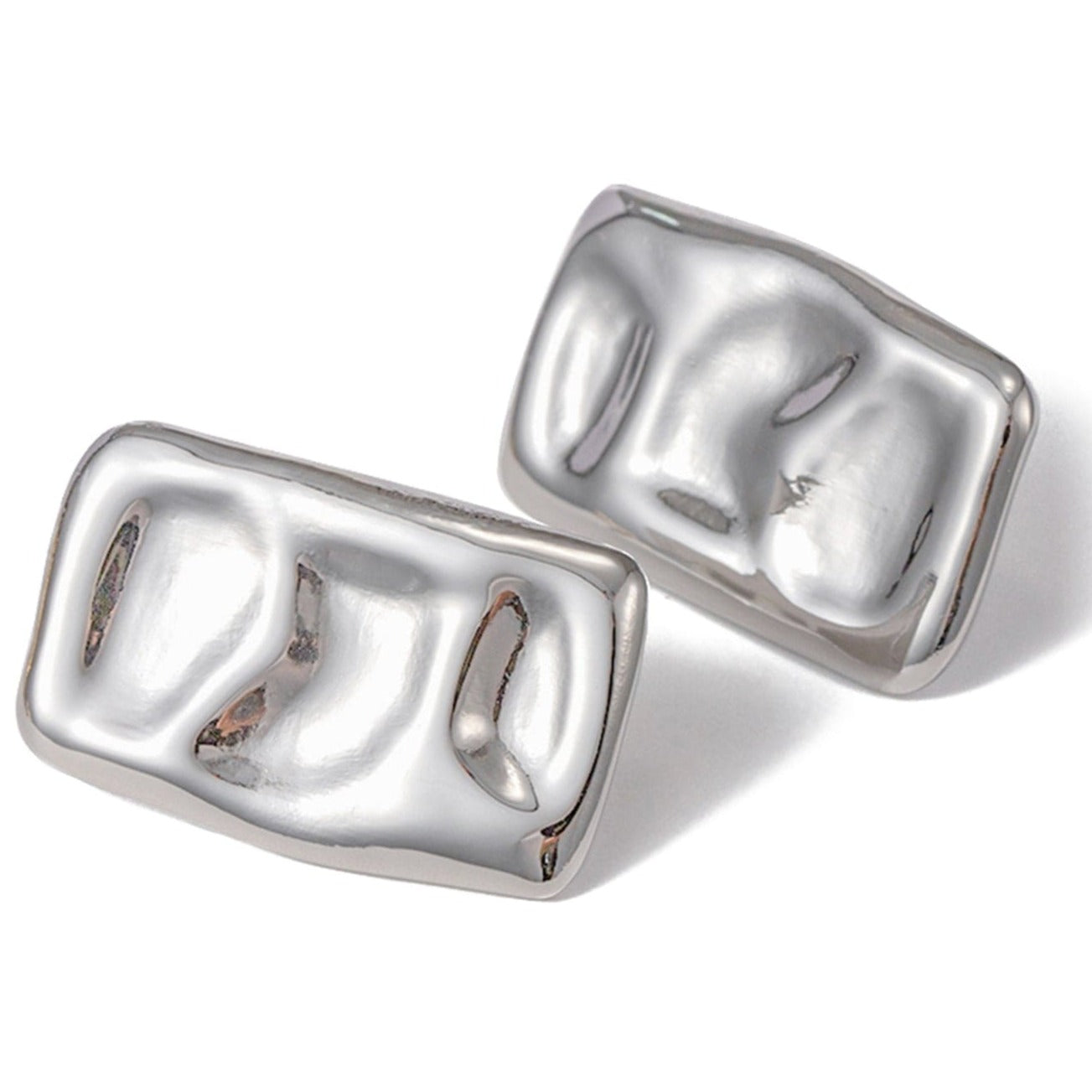 Boucles d'oreilles argentée martelées rectangulaire : Brigitte